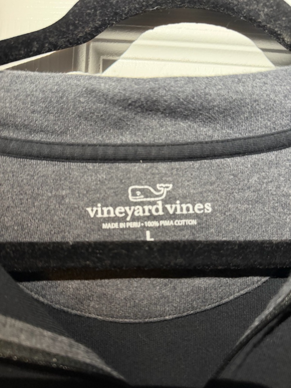 Vineyard Vines Men’s Black Quarter-Zip with Gray Inner Collar - Picture 3 of 4